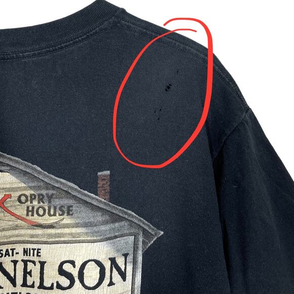 Vintage 90s Willie Nelson One Night Only Tee Large Black USA Made Holes Fade - Picture 4 of 5